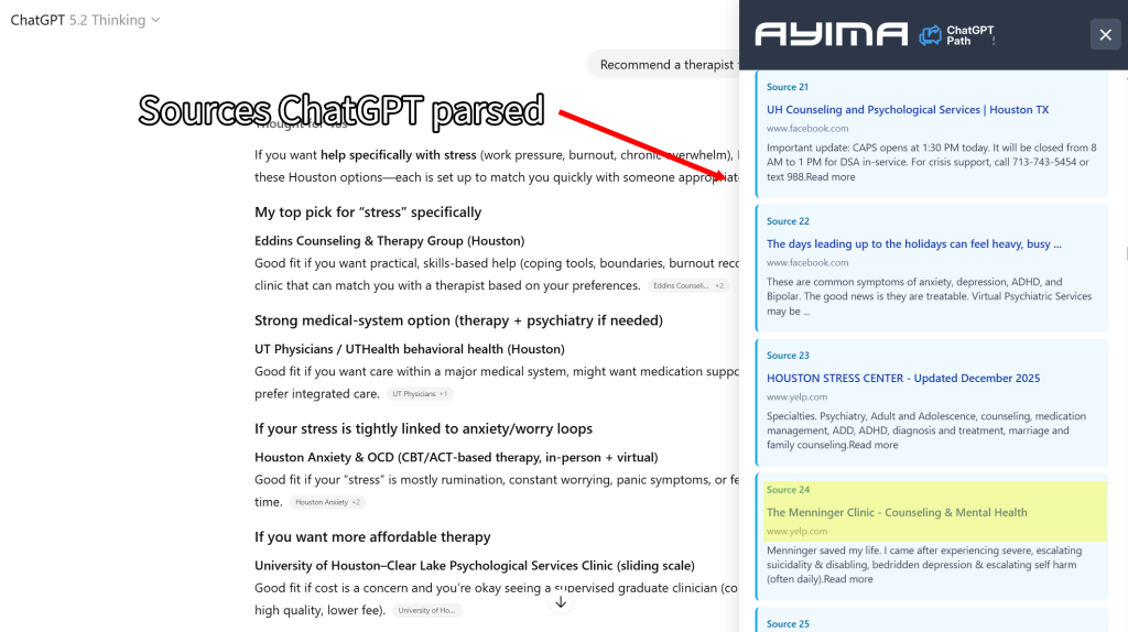 ChatGPT sources screenshot.