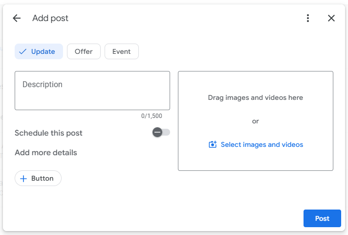 GMB photos upload option.