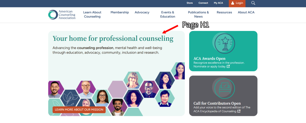 Page header shown on a website.