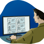 Man browsing a counselor directory.